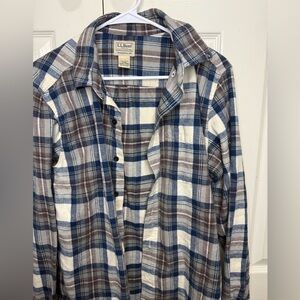 LL Bean Plaid Flannel Shirt Mens Medium Traditional Fit Cotton Outdoor